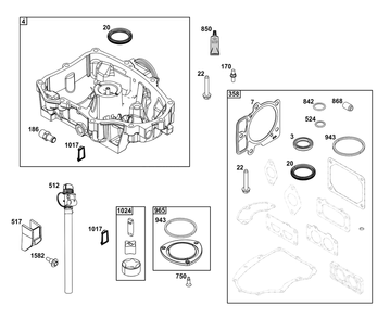 Crankcase Cover/Sump Group Diagram and Parts List for 49X977-0015-J1  Briggs and Stratton Engine